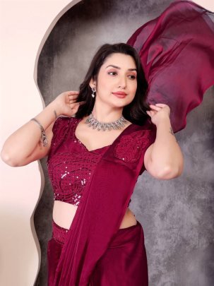 Premium Red Rangoli Silk Saree With Embroidery Sequins Work