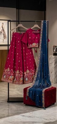 Premium Space Silk Pink Ready Made Lehenga With Dupatta