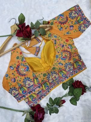 Premium Viscose Fabric Yellow Colour Ready Made Blouse