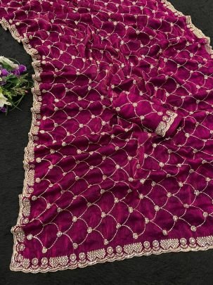 Premium  Wear  Wine  Colour Saree