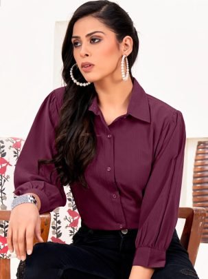 Pretty Elegant Wine Colour Ladies Shirt