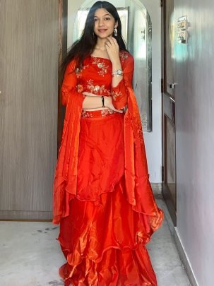 Princess Fancy  Orange  Colour  Lehenga Choli
