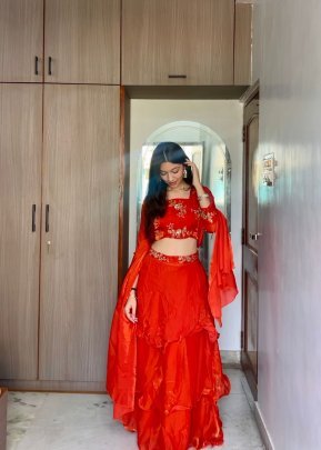 Princess Fancy  Orange  Colour  Lehenga Choli