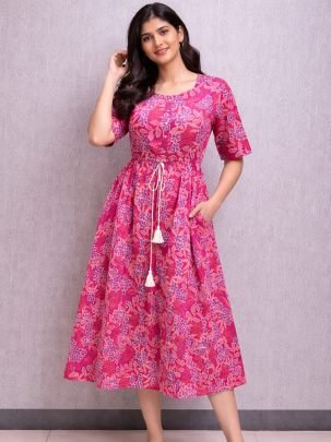 Print  Pink  Colour  One Pices Dress