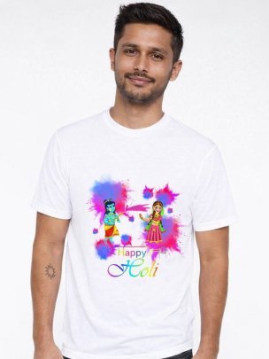 Printed  Mens Holi T shirt