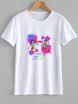 Printed  Mens Holi T shirt
