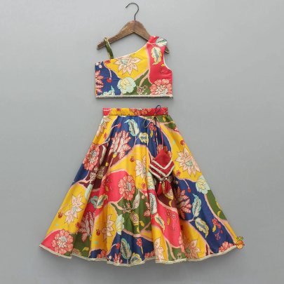 Printed Multi Colour Kids Lehenga