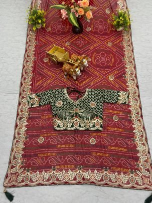 Pure Bandhrej  Gota Pati Work Saree