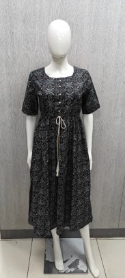 Pure Cotton Fabric Black Colour One Pices Dress