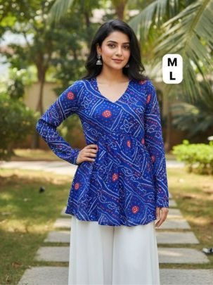 Pure Georgette Print  Blue Colour  Ladies Top