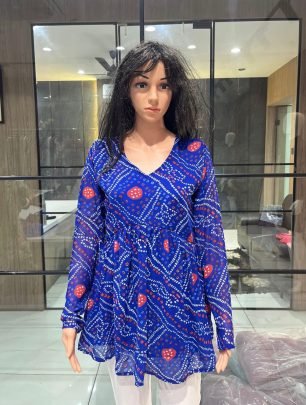 Pure Georgette Print  Blue Colour  Ladies Top