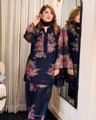 Pure Georgette With Digital Printed Top With Pent And Dupatta