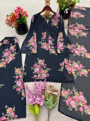 Pure Georgette With Digital Printed Top With Pent And Dupatta