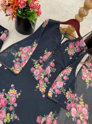 Pure Georgette With Digital Printed Top With Pent And Dupatta