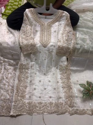 Pure  Gmy Silks White Colour Palazzo Suit