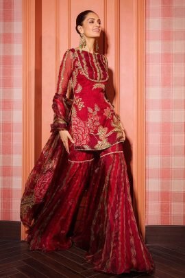 Pure Tabby Silk  Hand Sequins Work  Sharara Suit