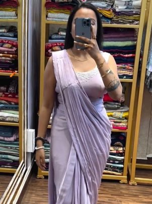 Purple Colour Ready To Wear Saree With Jacket