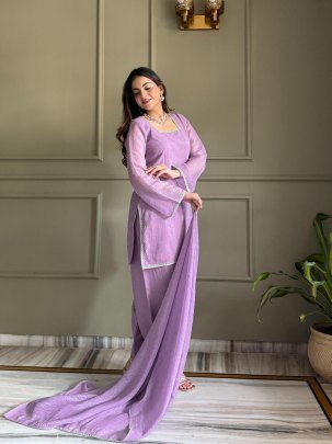 Purple Colour Siroski Work Farshi Salwar Suit