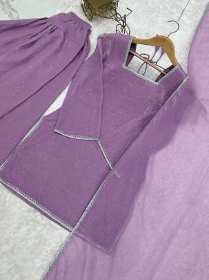 Purple Colour Siroski Work Farshi Salwar Suit