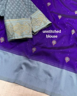 Purple Colour Party Wear With Zari Border Saree