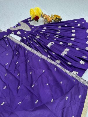 Purple Embroidered Gown With Dupatta
