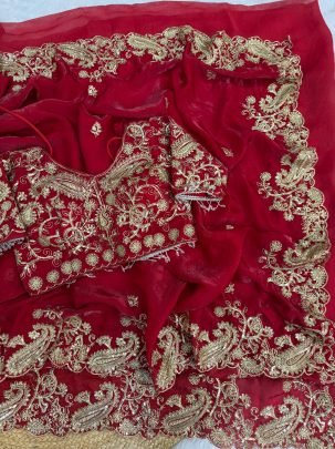 Glamour Red Zari Saree