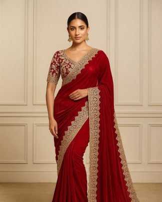 Radiant Charm Red Sequin Saree
