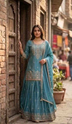Rama Cinon Silk Embroidery Work Lehenga Suit