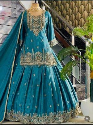 Rama Cinon Silk Embroidery Work Lehenga Suit