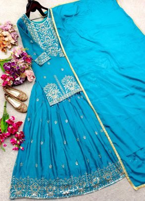 Rama Cinon Silk Embroidery Work Lehenga Suit
