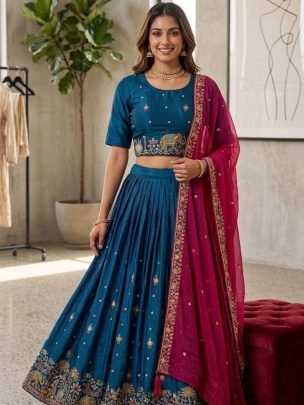 Designer Embroidered Space Silk Lehenga Choli  