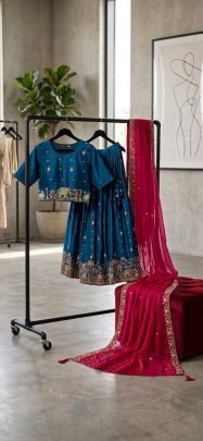 Designer Embroidered Space Silk Lehenga Choli