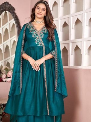 Rama Vichitra Silk With Embroidery Work Suit