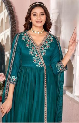 Rama Vichitra Silk With Embroidery Work Suit