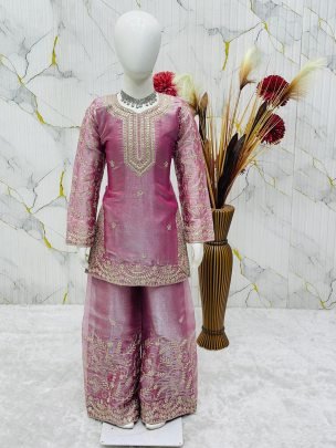 Ramzan Special  Baby Pink  Kids Sharara Suit