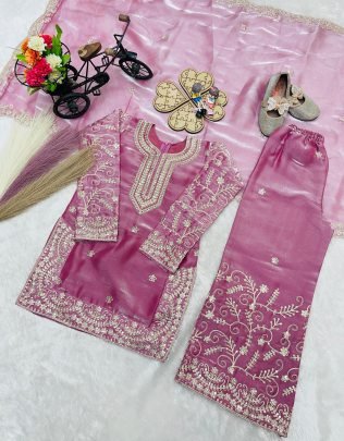 Ramzan Special  Baby Pink  Kids Sharara Suit