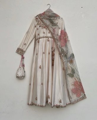 Ramzan Wear Embroidered Work Off White Colour Suit