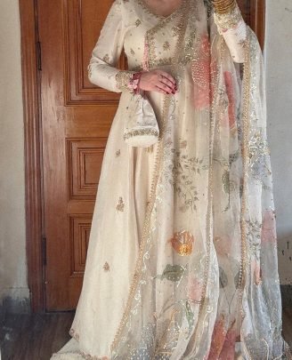 Ramzan Wear Embroidered Work Off White Colour Suit