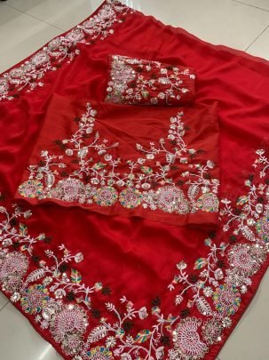 Rangoli  Silk Embroidery Work Saree