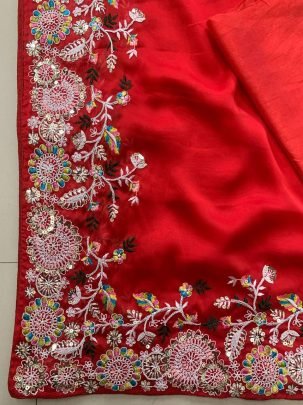 Rangoli  Silk Embroidery Work Saree