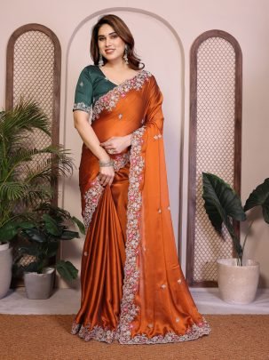 Rangoli Silk Fabric  Orange Colour Saree