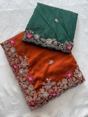 Rangoli Silk Fabric  Orange Colour Saree