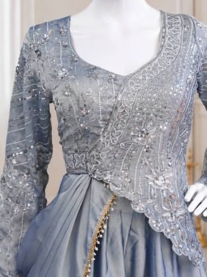 Rangoli Silk Gray Colour Fancy Lehenga