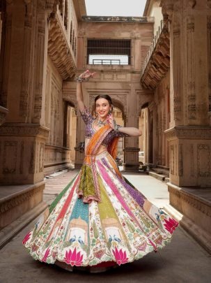 Rangotsav Mirror Muslin Cotton Printed Lehenga Choli Set