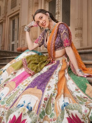 Rangotsav Mirror Muslin Cotton Printed Lehenga Choli Set