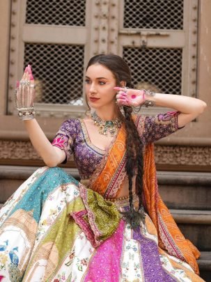 Rangotsav Mirror Muslin Cotton Printed Lehenga Choli Set