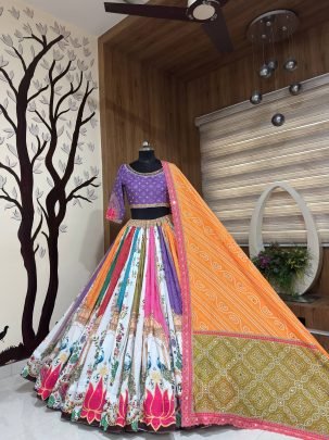 Rangotsav Mirror Muslin Cotton Printed Lehenga Choli Set