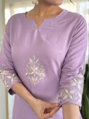 Rayon Embroidered Straight Kurta with Pant And Dupatta Sets