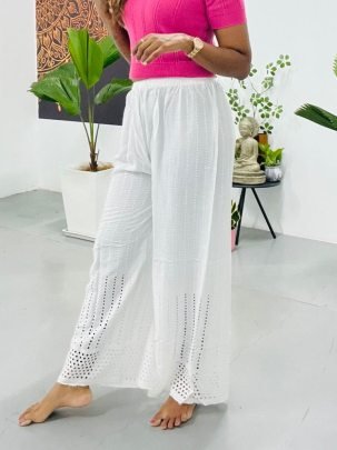 Rayon Fabric Chikankari Work White Colour Palazzo