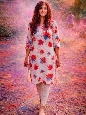 Rayon Fabric Holi Spicel Kurti